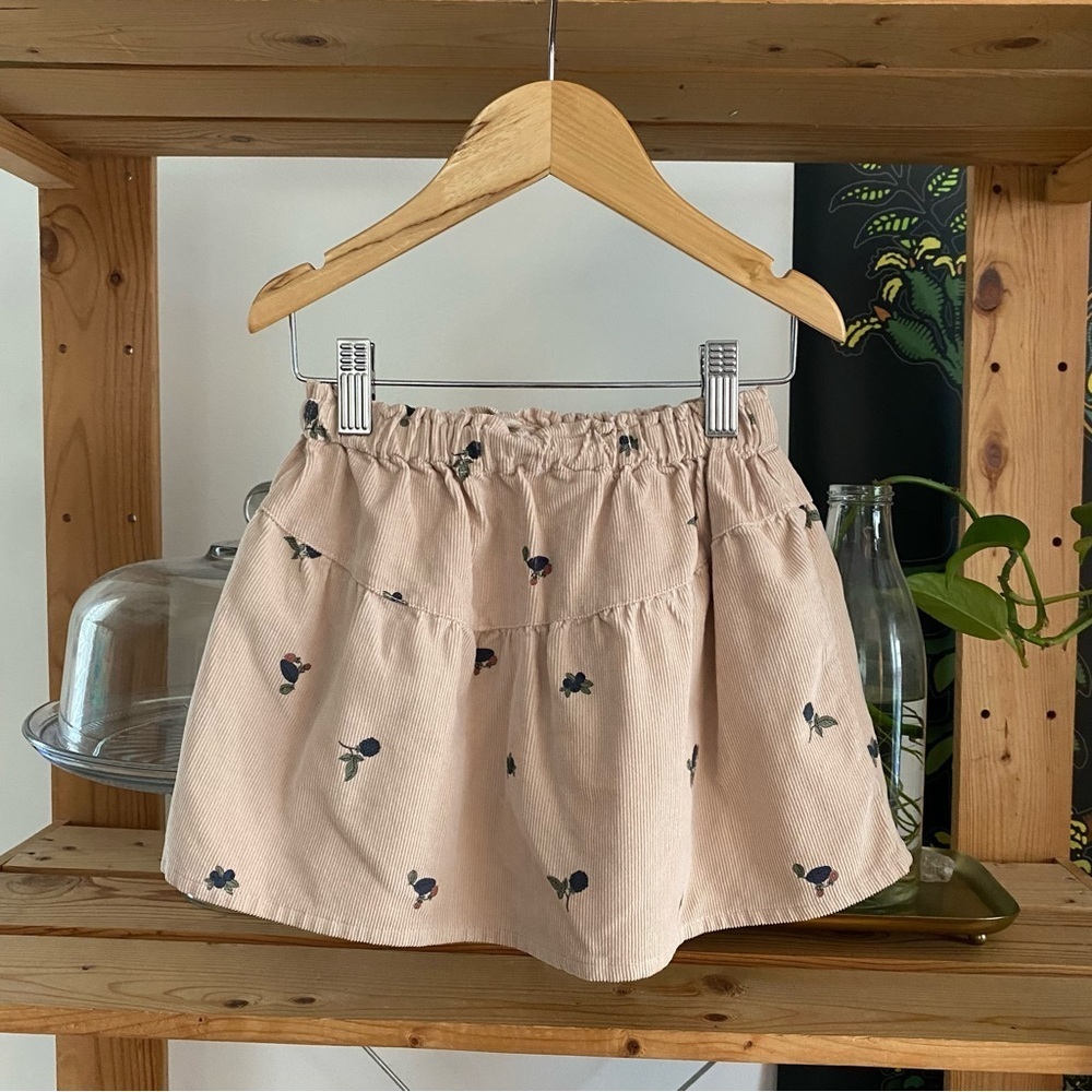 BÚHO Milleraies Fruit Floral Print Corduroy Skirt Macadamia Vanilla - Picture 4 of 14